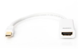 Digitus Kabel adapter Displayport 1080p 60Hz FHD Typ miniDP/HDMI A M/Ż biały 0,15m