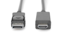Digitus Kabel adapter DisplayPort 1.2 z zatrzaskiem 4K 60Hz UHD Typ DP/HDMI A M/M czarny 2m