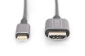 Digitus Kabel adapter HDMI 4K 30Hz na USB Typ C 3.1 metalowa obudowa HQ czarny 1.8m