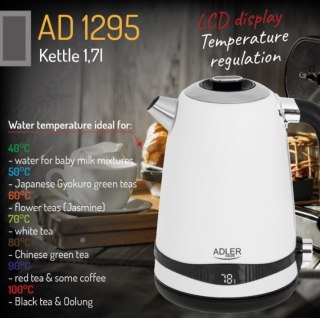 Adler Czajnik 1.7l z LCD i regulacją temperatury biały AD 1295w