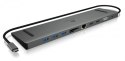 IcyBox Stacja dokująca IB-DK2106-C Type-C z potrójnym wyjściem wideo, 2x High Speed HDMI typu A, 1x interfejs VGA, trzy interfejsy USB 