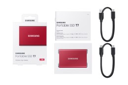 Dysk zewnętrzny SSD Samsung T7 (1TB; USB 3.2; czerwony; MU-PC1T0R/WW)