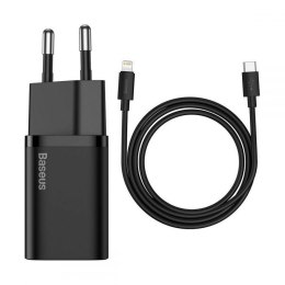 BASEUS SUPER SI NETWORK CHARGER PD20W + LIGHTNING CABLE BLACK