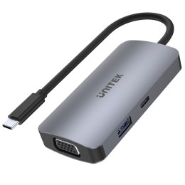 Unitek Hub USB-C 1xUSB 3.1 Gen1 VGA 2xHDMI PD MST