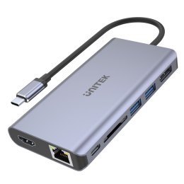 Unitek Hub USB-C 2x USB 3.1 HDMI DP RJ45 czytnikSD