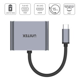 Unitek Hub USB-C HDMI VGA USB-A i PD 100W D1049A