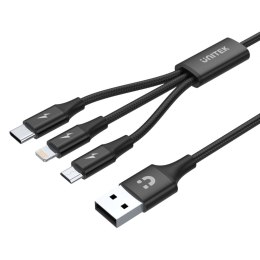 Unitek Kabel USB 3w1 | Lightning | microUSB | USB-C | 1,2m | C14049BK