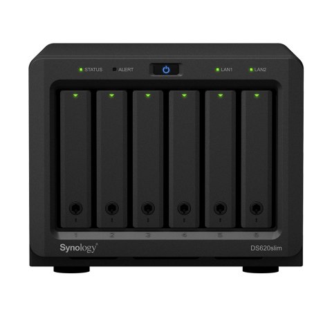 Synology DS620slim | 6-zatokowy (2.5'') serwer NAS, Intel Celeron, 2GB RAM, 2x 1GbE RJ-45, Tower