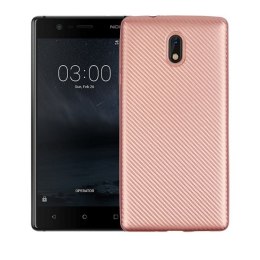 Etui Carbon Fiber Nokia 3 różowo-złoty /rosegold