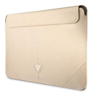 Guess Sleeve GUCS16PSATLE 16" beżowy /beige Saffiano Triangle Logo