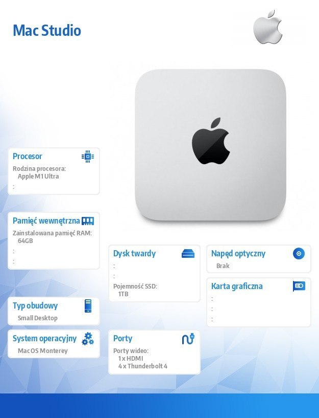 Apple Mac Studio: M1 Ultra, 20/48, 1TB SSD