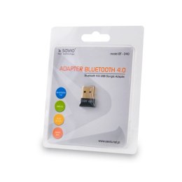Adapter SAVIO BT-040 (USB 2.0 M - Bluetooth 4.0 M; kolor czarny)