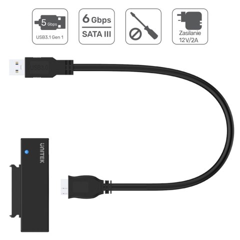 Unitek Mostek USB 3.0 - SATA III 2,5"/3,5" | 5Gbps | 0,8m | Y-1039