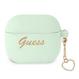 Guess AirPods 3 cover zielony Silicone Charm Heart Collection