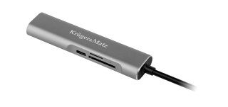 Krüger&Matz Adapter (HUB) USB typu C na HDMI/USB3.0/SD/MicroSD/C port