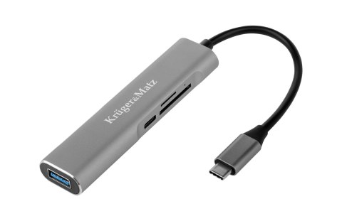 Krüger&Matz Adapter (HUB) USB typu C na HDMI/USB3.0/SD/MicroSD/C port