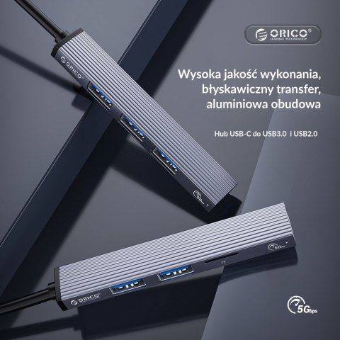 Orico Hub USB-C 4 porty USB-A 3.1 Gen1 5 Gbps alu