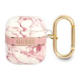 Guess AirPods cover różowy Marble Strap Collection