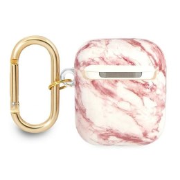 Guess AirPods cover różowy Marble Strap Collection