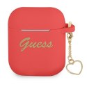 Guess AirPods cover czerwony Silicone Charm Heart Collection