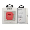 Guess AirPods cover czerwony Silicone Charm Heart Collection