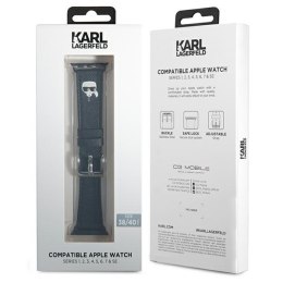 Karl Lagerfeld Pasek Apple Watch 38/40/41mm czarny strap Saffiano Karl Heads
