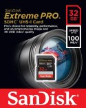 SanDisk Karta pamięci Extreme Pro SDHC 32GB 100/90 MB/s V30 UHS-I U3