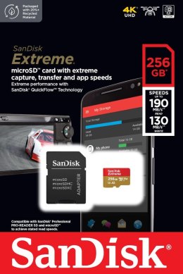 SanDisk Karta pamięci Extreme microSDXC 256GB 190/130 MB/s A2 V30 U3