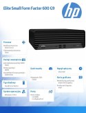 HP Inc. Komputer 600 SFF G9 i5-12500 512/16/DVD/W11P 6A817EA