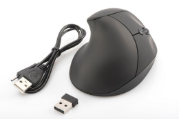 Mysz bezprzewodowa DIGITUS ergonomiczna pionowa 1600 DPI 6 przycisków 2,4 GHz akumulatorowa