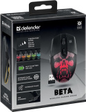 Mysz bezprzewodowa Defender BETA GM-707L optyczna 1600dpi czarna LED AKUMULATOR 6 przycisków Gaming bezklikowa silent