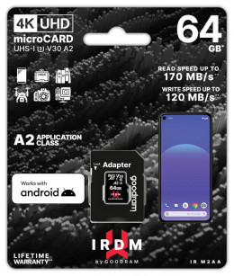 Karta pamięci microSDHC GOODRAM 64GB IRDM-A2 UHS + adapter
