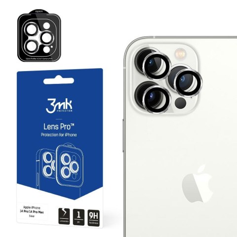 3MK Lens Protection Pro Silver | Ochrona na obiektyw aparatu do iPhone 14 Pro / 14 Pro Max | Z ramką montażową