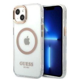 Guess Etui do iPhone 13 | Złoty Hard Case Metal Outline Magsafe