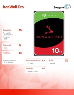 Seagate Dysk IronWolfPro 10TB 3.5 256MB ST10000NT001