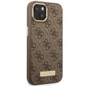 Guess GUHMP14SU4GPRW iPhone 14 6,1" brązowy/brown hard case 4G Logo Plate MagSafe