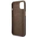 Guess GUHMP14SU4GPRW iPhone 14 6,1" brązowy/brown hard case 4G Logo Plate MagSafe