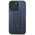 US Polo USHCP14LPFAV iPhone 14 Pro 6,1" granatowy/navy blue Leather Stitch