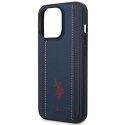 US Polo USHCP14LPFAV iPhone 14 Pro 6,1" granatowy/navy blue Leather Stitch