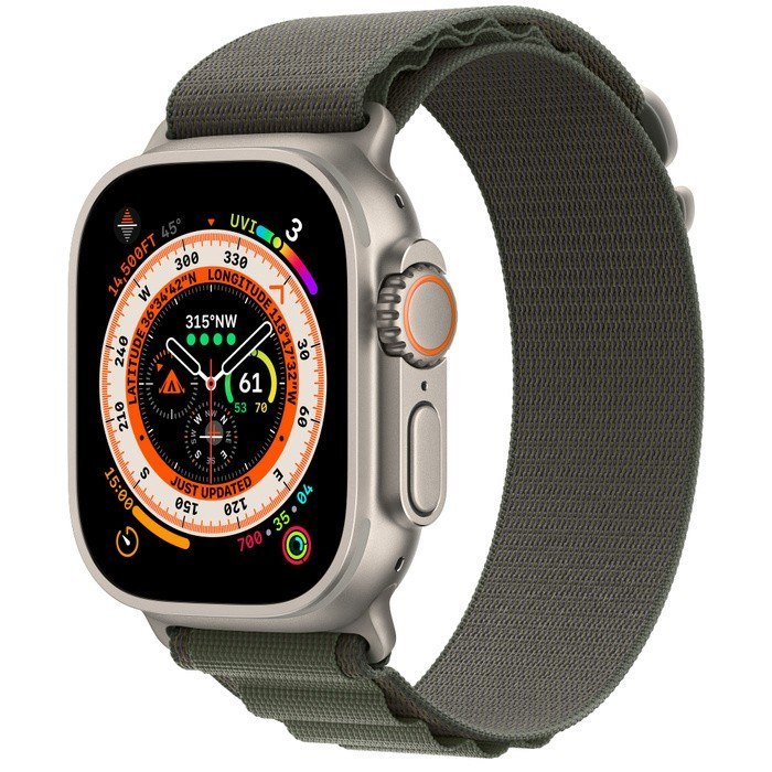 Apple Watch Ultra GPS + Cellular, 49 mm Koperta tytanowa z opaską Alpine w kolorze zielonym - L