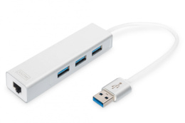 Hub/Koncentrator 3-portowy DIGITUS USB 3.0 SuperSpeed z Gigabit LAN adapter