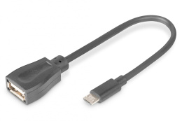 Kabel USB 2.0 DIGITUS HighSpeed OTG Typ microUSB B/USB A M/Ż czarny 0,2m