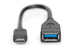 Kabel USB 3.1 Gen 1 DIGITUS SuperSpeed OTG Typ USB C/USB A M/Ż czarny 0,15m