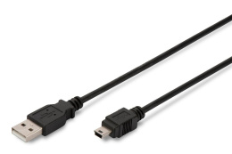 Kabel USB DIGITUS 2.0 A/M - mini B/M, 1,8m czarny