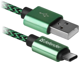 Kabel USB Defender AM-TYPE C 1m 2,1A zielono-czarny