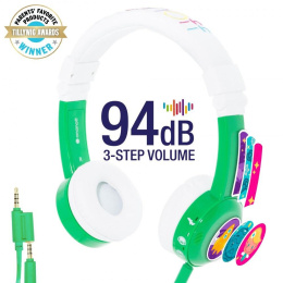 Słuchawki z mikrofonem BuddyPhones InFlight Green dla dzieci 75/85/94dB