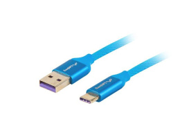 Kabel USB 2.0 Lanberg Premium Type-C(M) - A(M) 0,5m niebieski 5A
