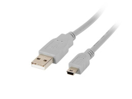 Kabel USB 2.0 Lanberg mini AM-BM5P(CANON) 1,8m szary