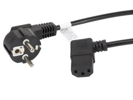 Kabel zasilający Lanberg CEE 7/7 -> IEC 320 C13 kątowy 1,8m VDE czarny