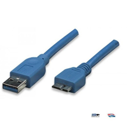 Kabel USB Techly USB 3.0 Super Speed, A-męski, Micro B-męski, 0,5m, niebieski ICOC